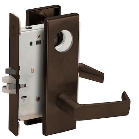 Schlage Grade 1 Storeroom Mortise Lock, Less Cylinder, 06 Lever, N Escutcheon, Dark Oxidized Satin Bronze Oi L9080L 06N 613